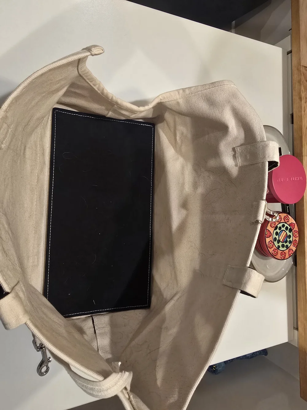 WagWear Canvas Tote Bag in Cream with Black Trim